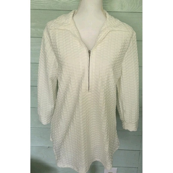 Notations Tops - Women's‎ Lightweight Pullover  1/2 Zipper Weave Pattern Soft SZ 1X NWOT